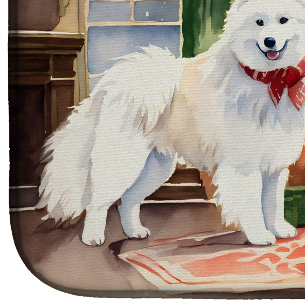 Samoyed Cozy Christmas Dish Drying Mat