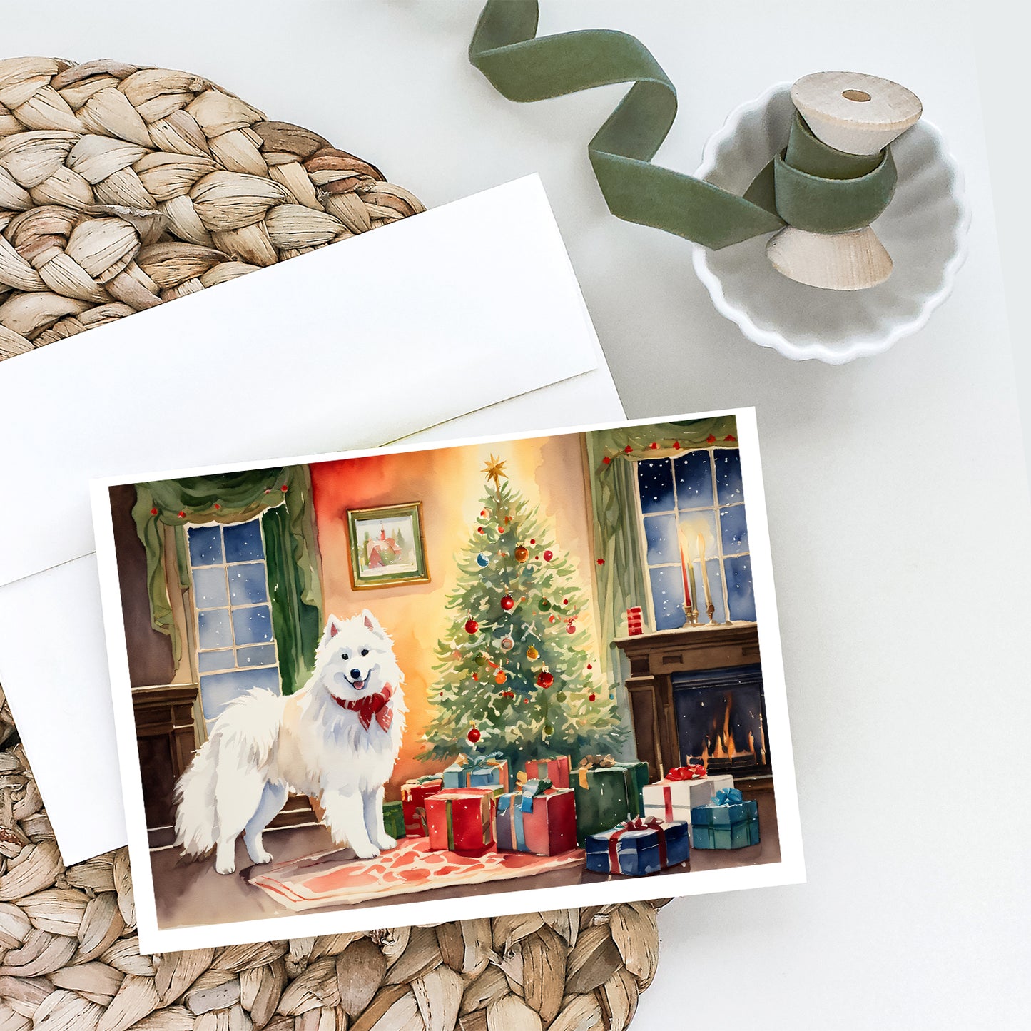 Samoyed Cozy Christmas Greeting Cards Pack of 8