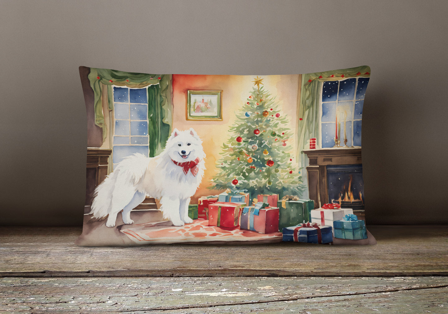 Samoyed Cozy Christmas Throw Pillow