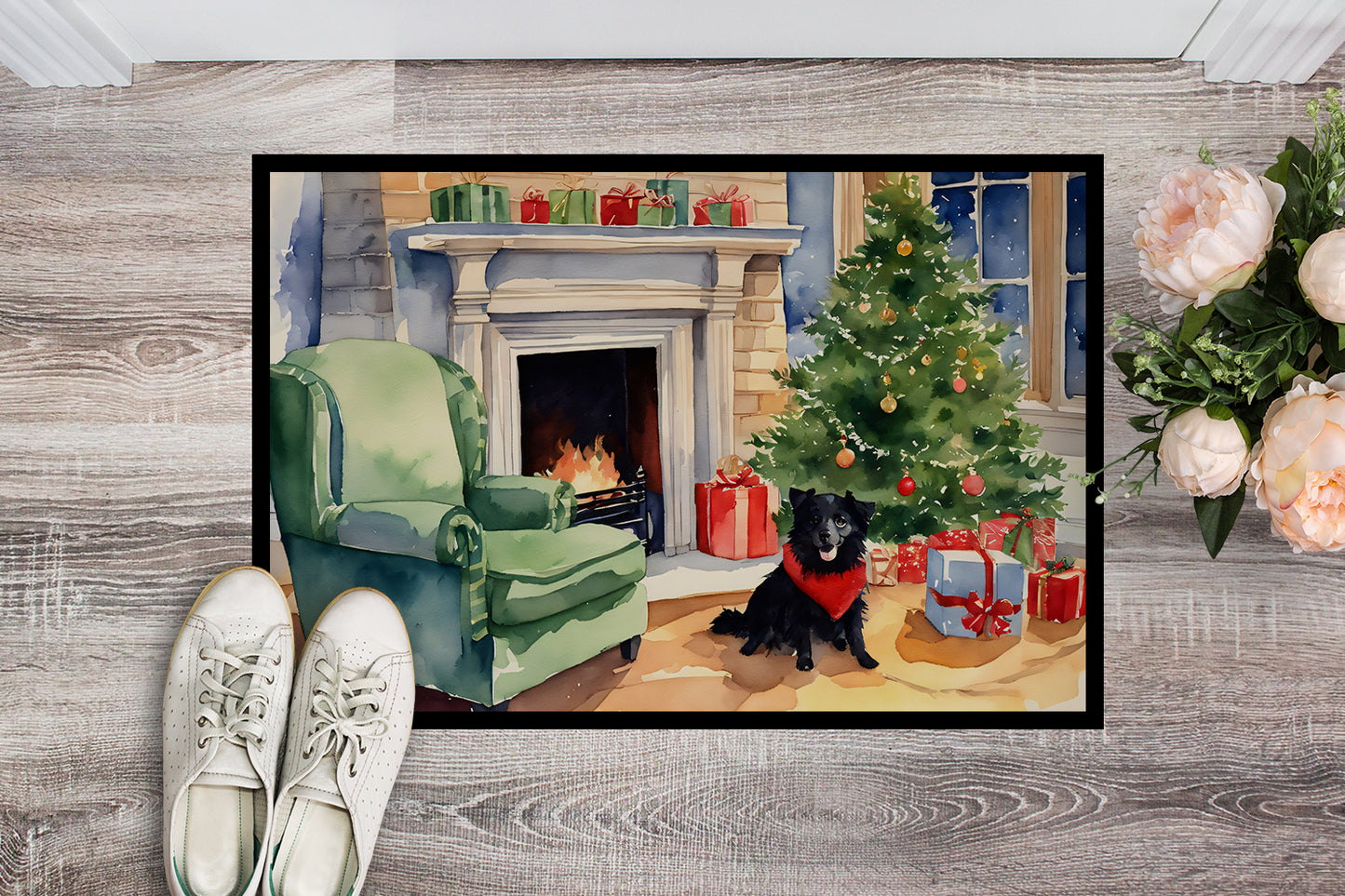 Schipperke Cozy Christmas Doormat