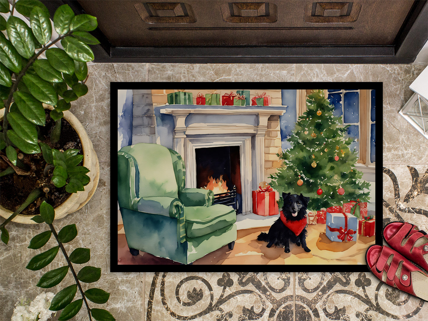 Schipperke Cozy Christmas Doormat