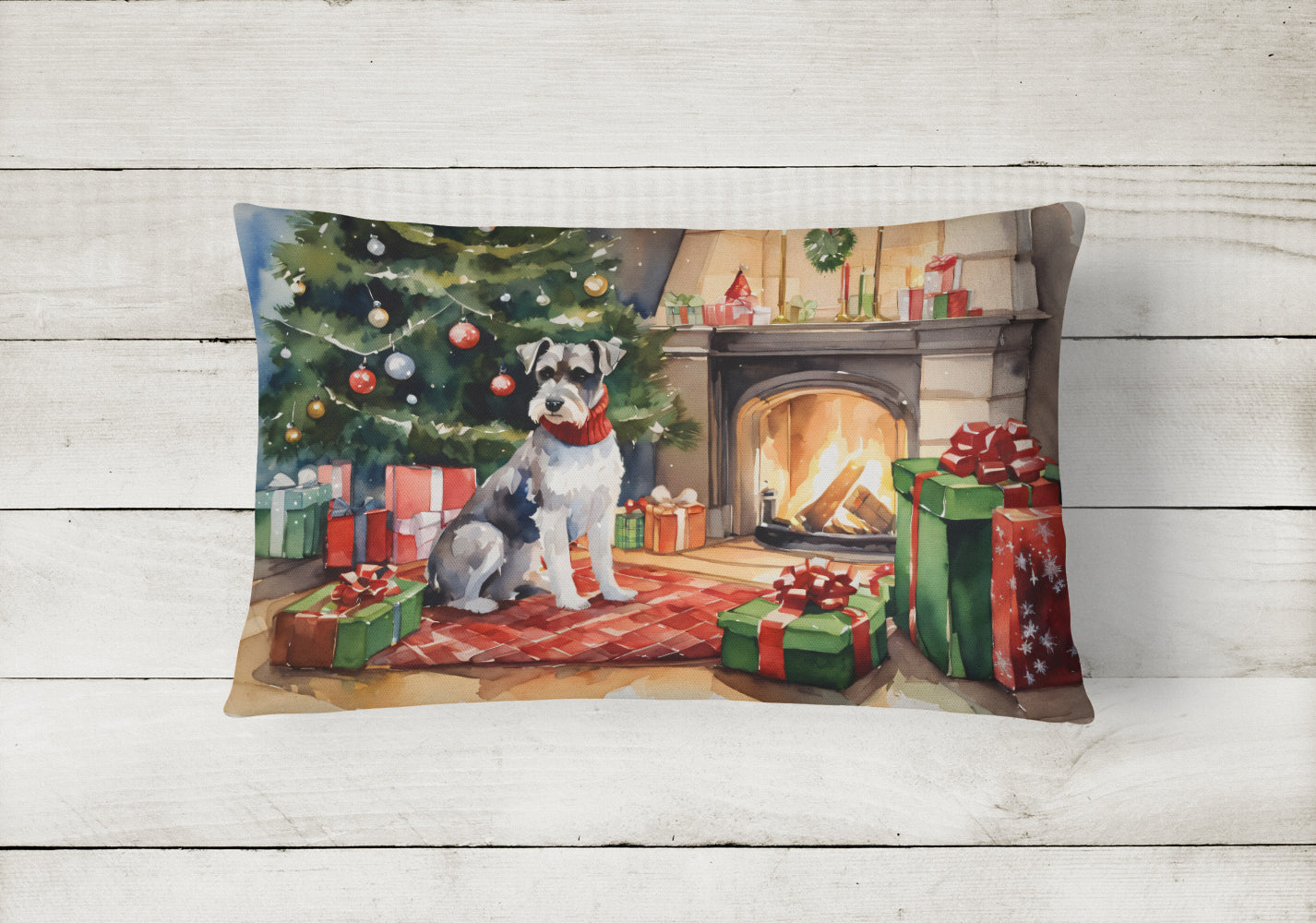 Schnauzer Cozy Christmas Throw Pillow