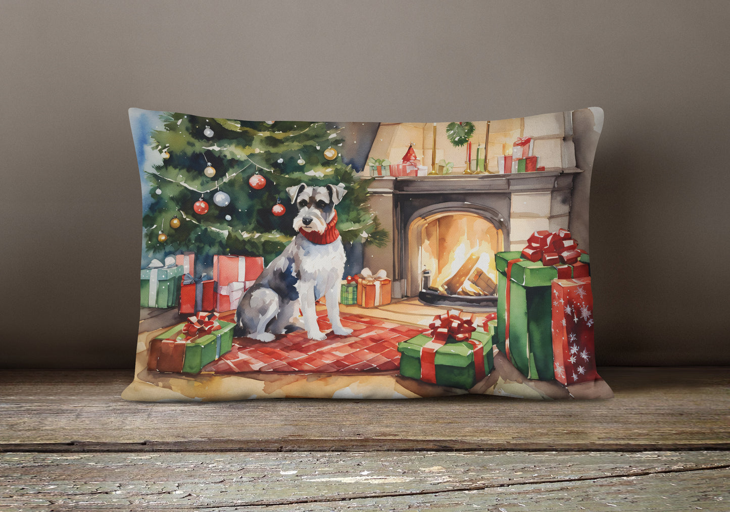 Schnauzer Cozy Christmas Throw Pillow