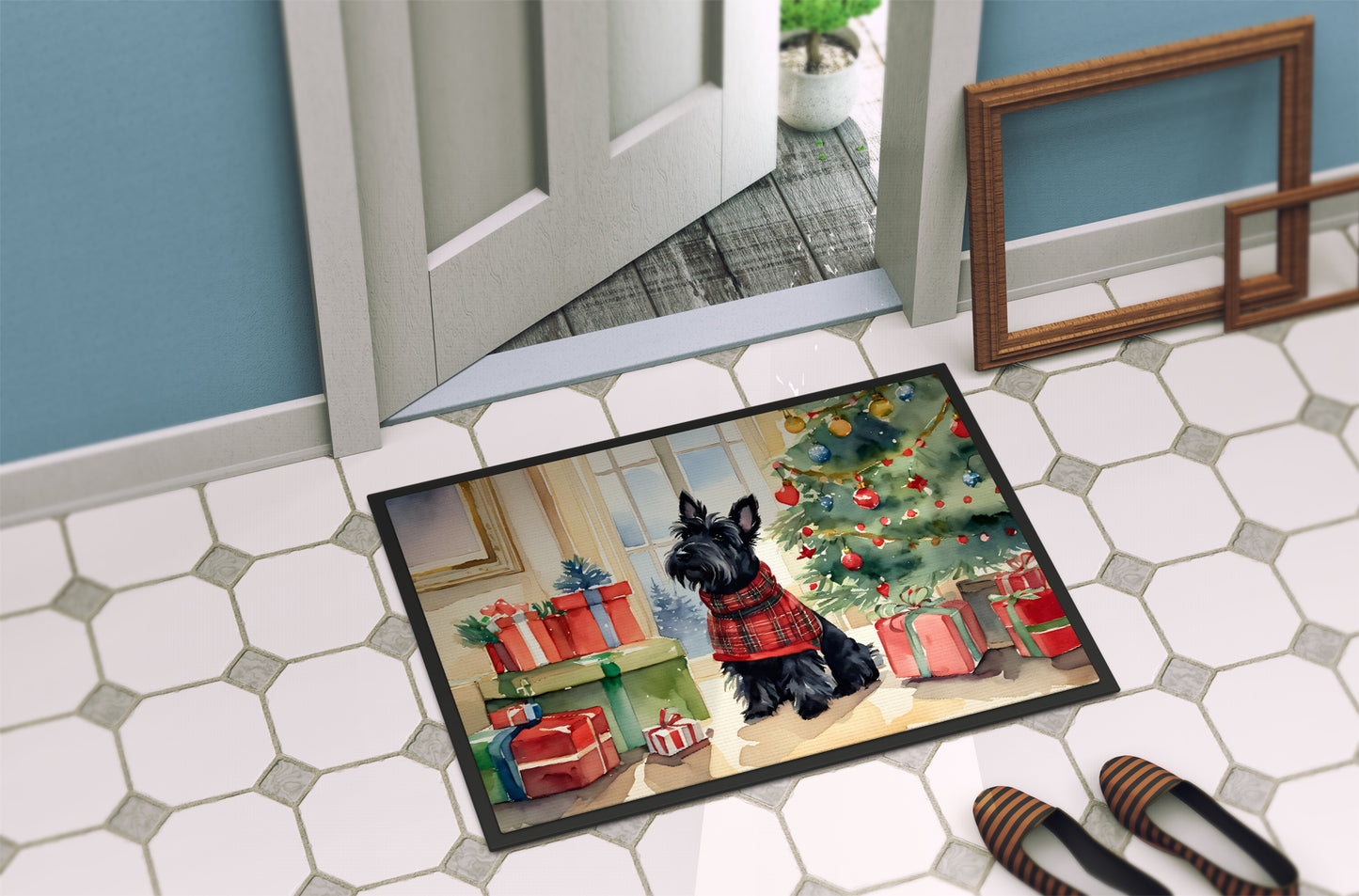 Scottish Terrier Cozy Christmas Doormat