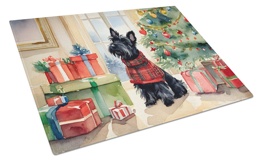 Buy this Scottish Terrier Cozy Christmas Glass Cutting Board