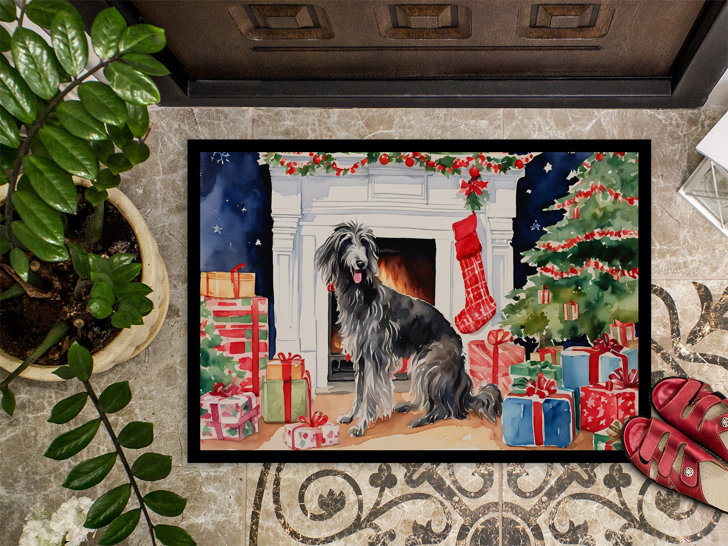 Scottish Deerhound Cozy Christmas Doormat