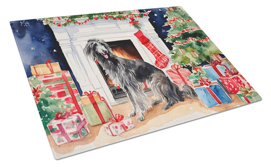 Buy this Scottish Deerhound Cozy Christmas Glass Cutting Board