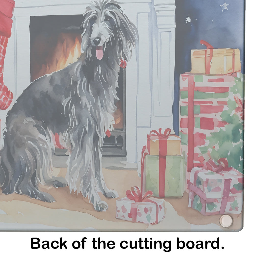 Scottish Deerhound Cozy Christmas Glass Cutting Board