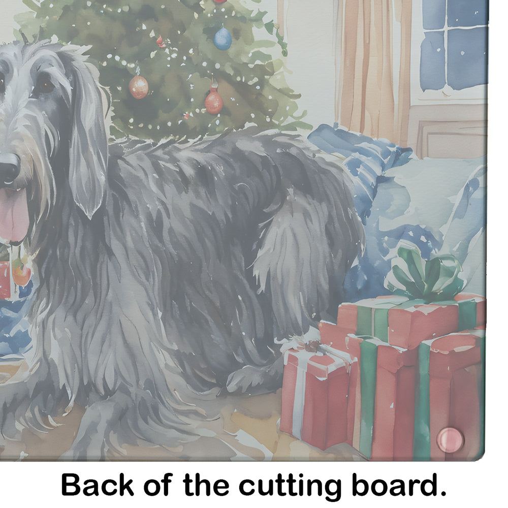 Scottish Deerhound Cozy Christmas Glass Cutting Board