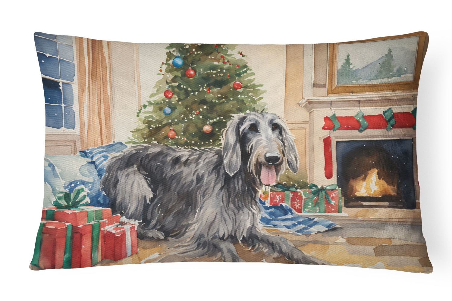 Buy this Scottish Deerhound Cozy Christmas Throw Pillow