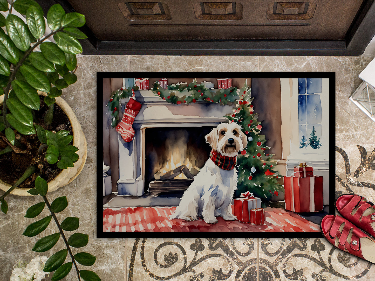 Sealyham Terrier Cozy Christmas Doormat