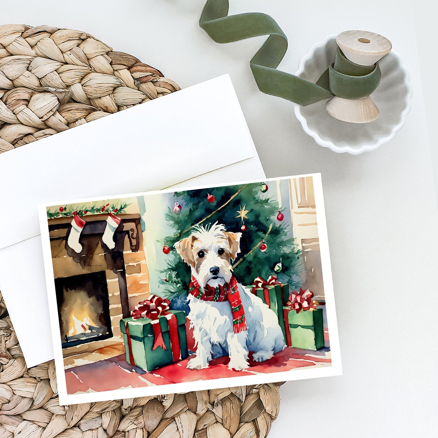 Sealyham Terrier Cozy Christmas Greeting Cards Pack of 8