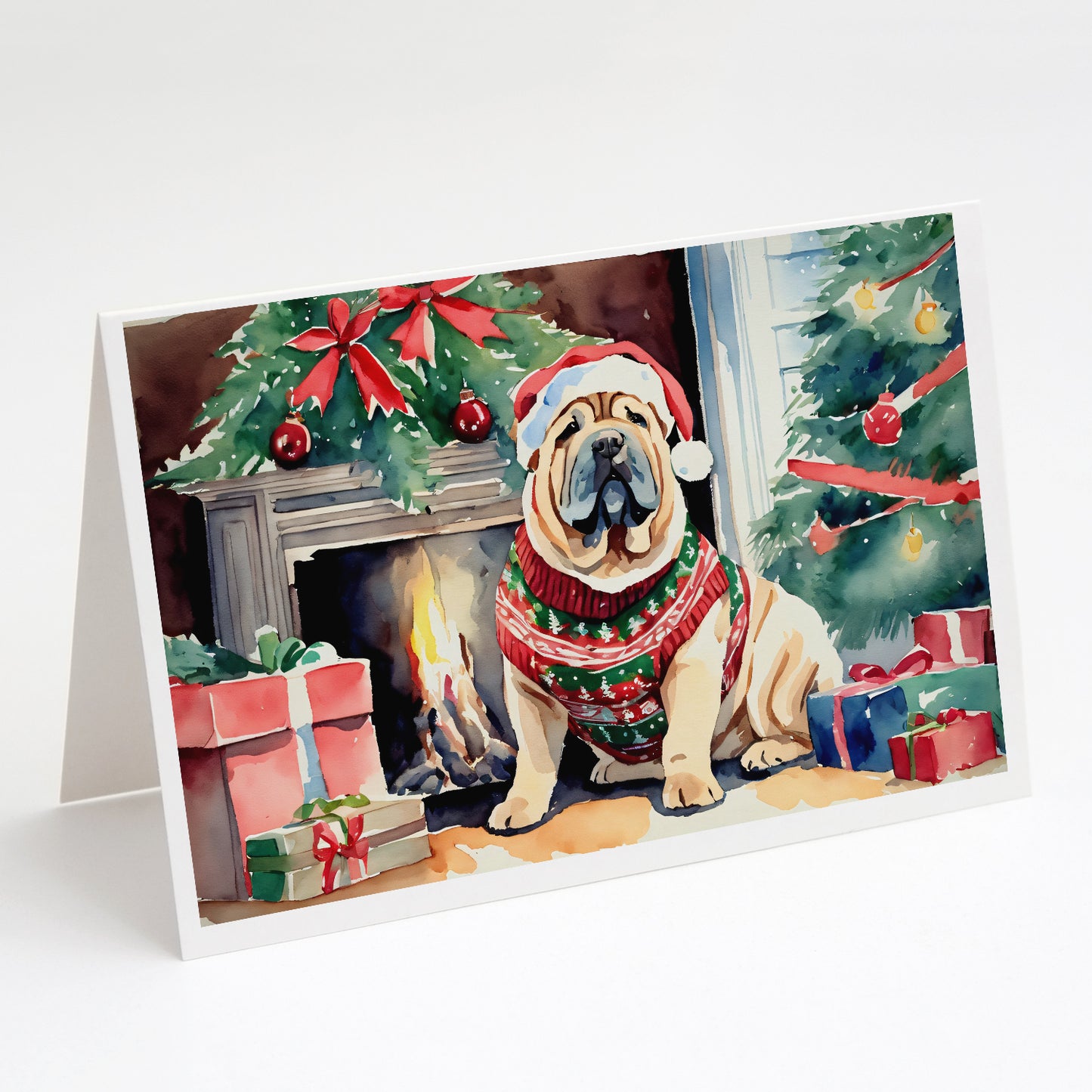 Buy this Shar Pei Cozy Christmas Greeting Cards Pack of 8