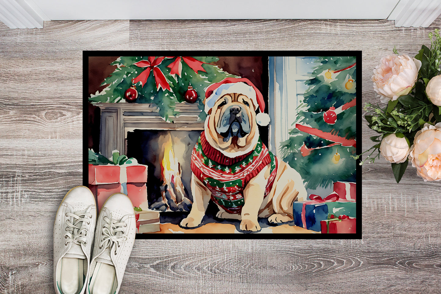 Shar Pei Cozy Christmas Doormat