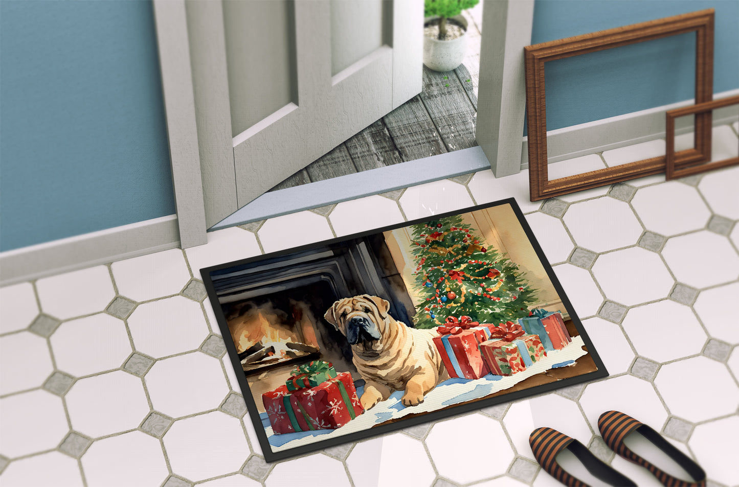 Shar Pei Cozy Christmas Doormat