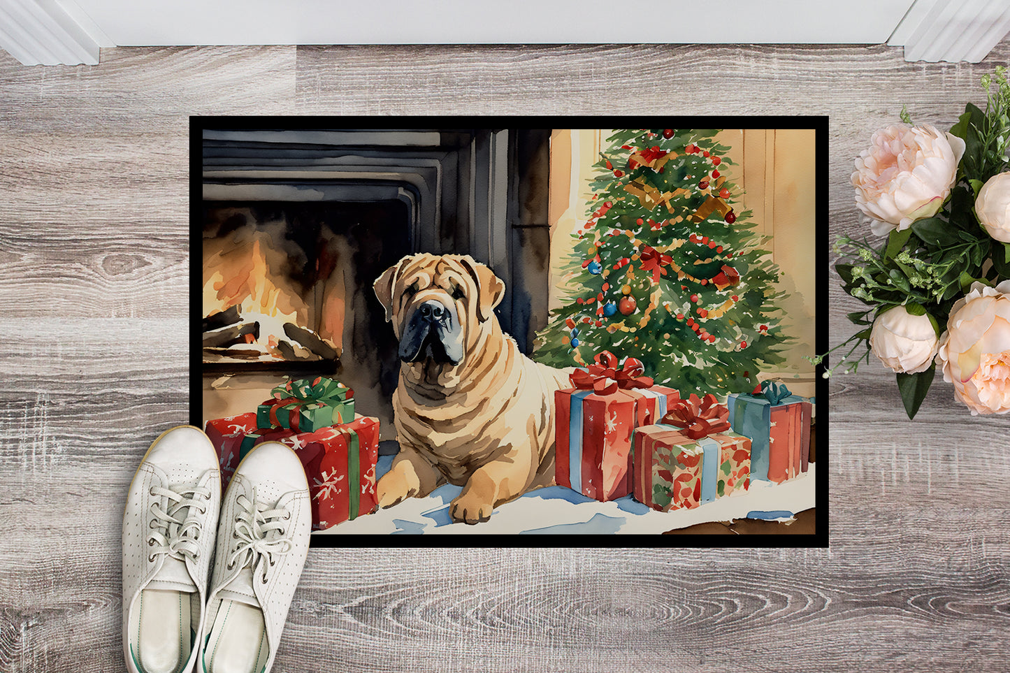 Shar Pei Cozy Christmas Doormat