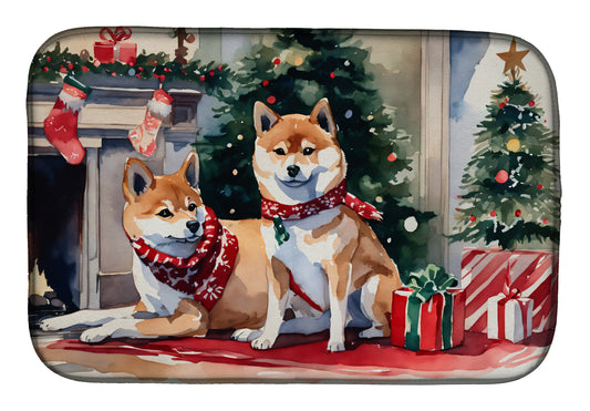 Buy this Shiba Inu Cozy Christmas Dish Drying Mat