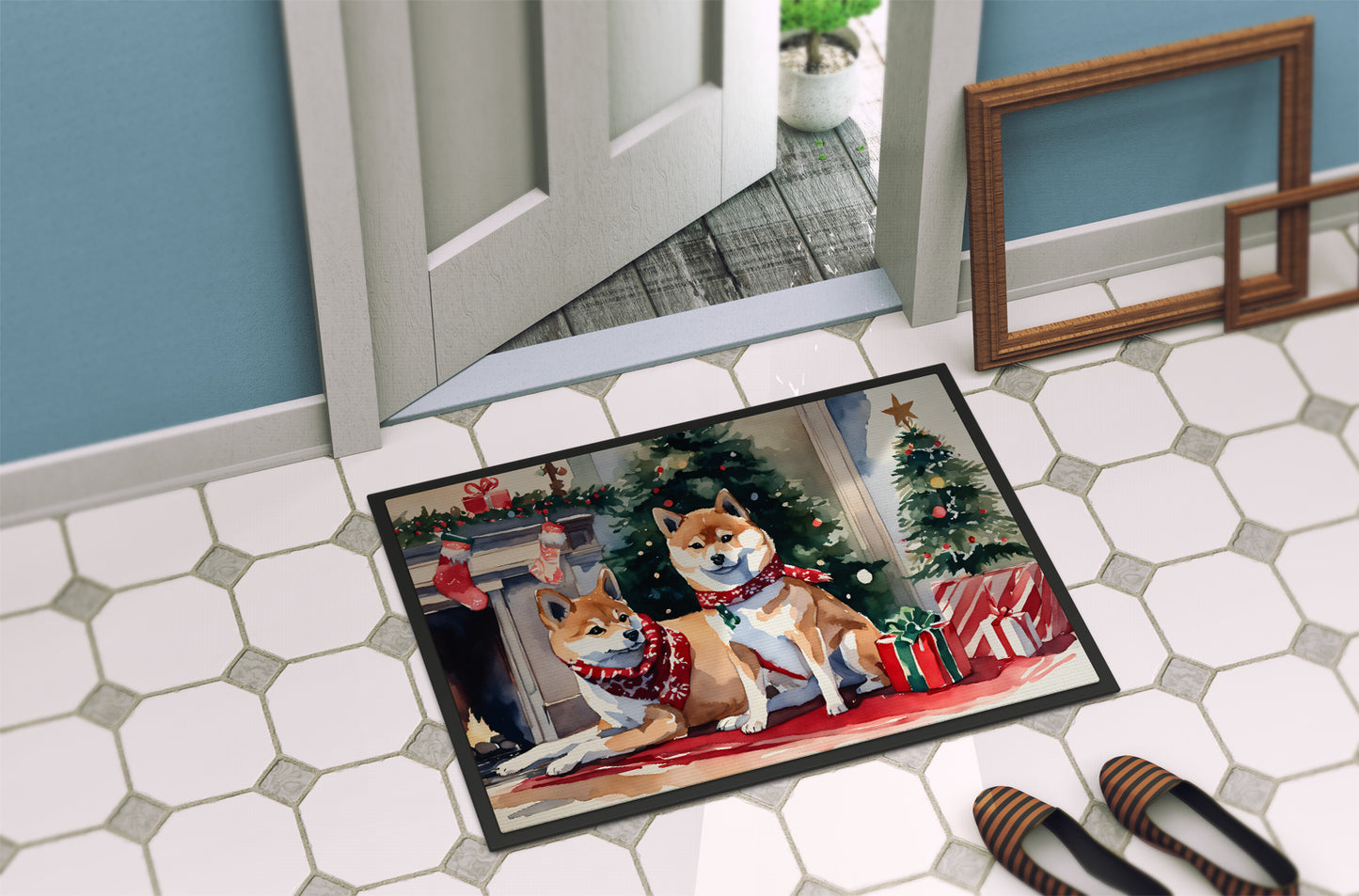 Shiba Inu Cozy Christmas Doormat