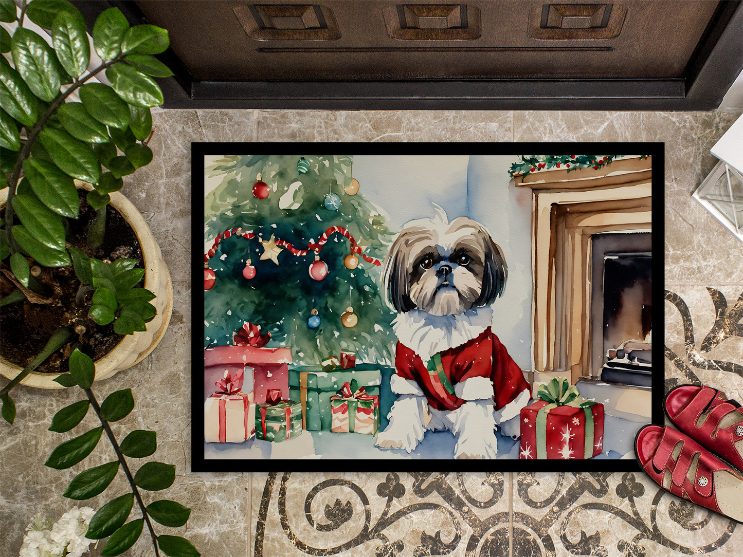 Shih Tzu Cozy Christmas Doormat