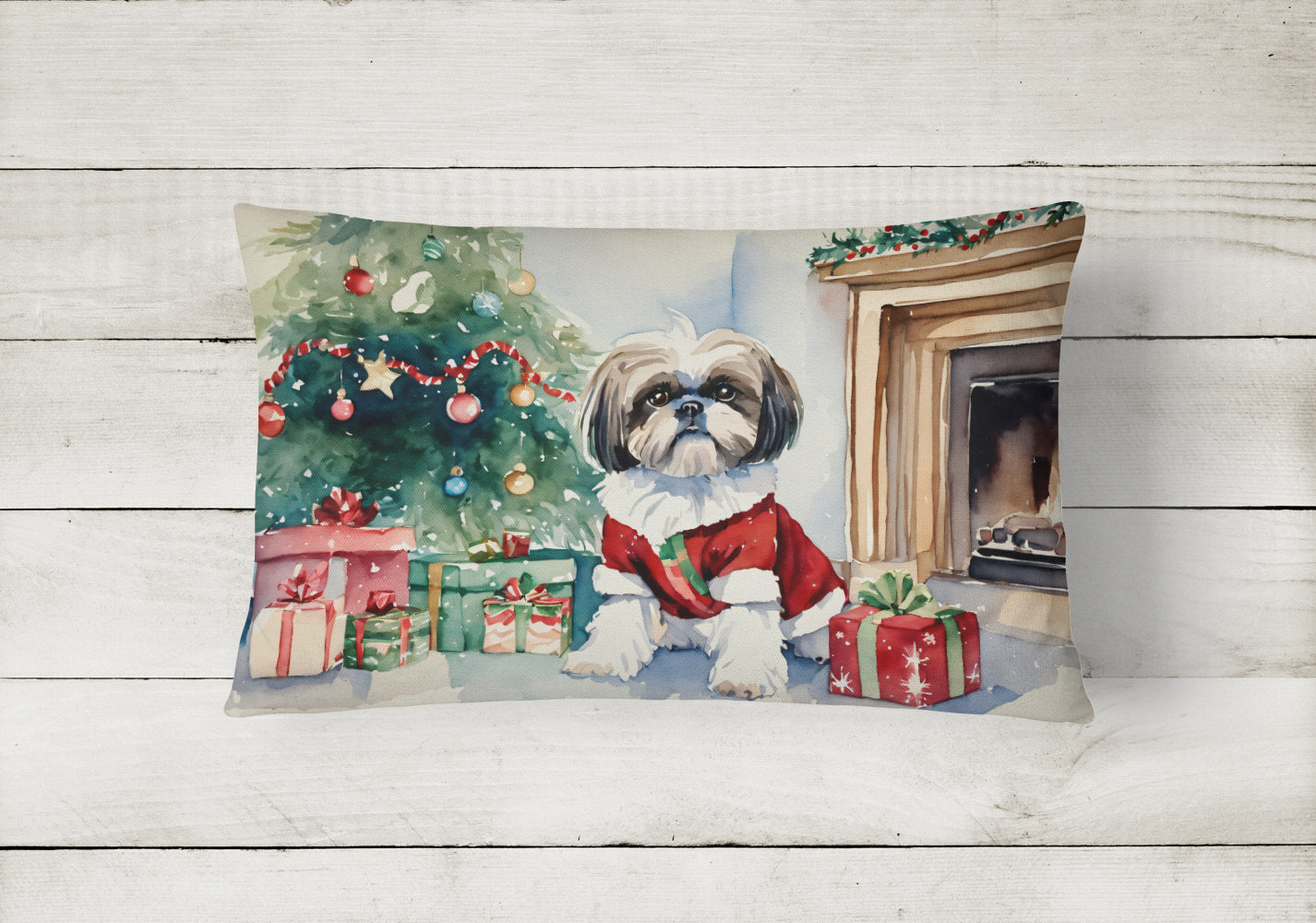 Shih Tzu Cozy Christmas Throw Pillow