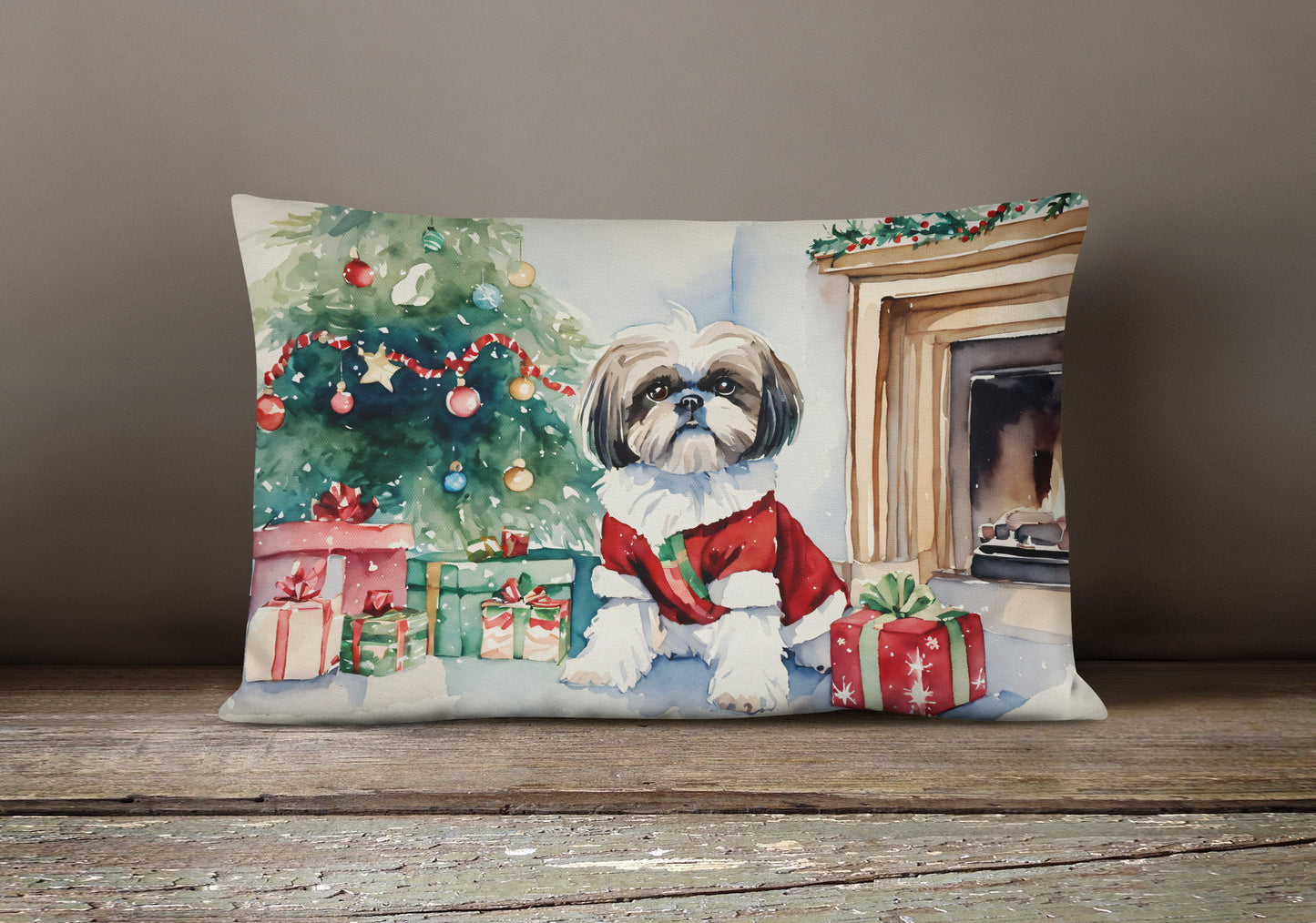 Shih Tzu Cozy Christmas Throw Pillow