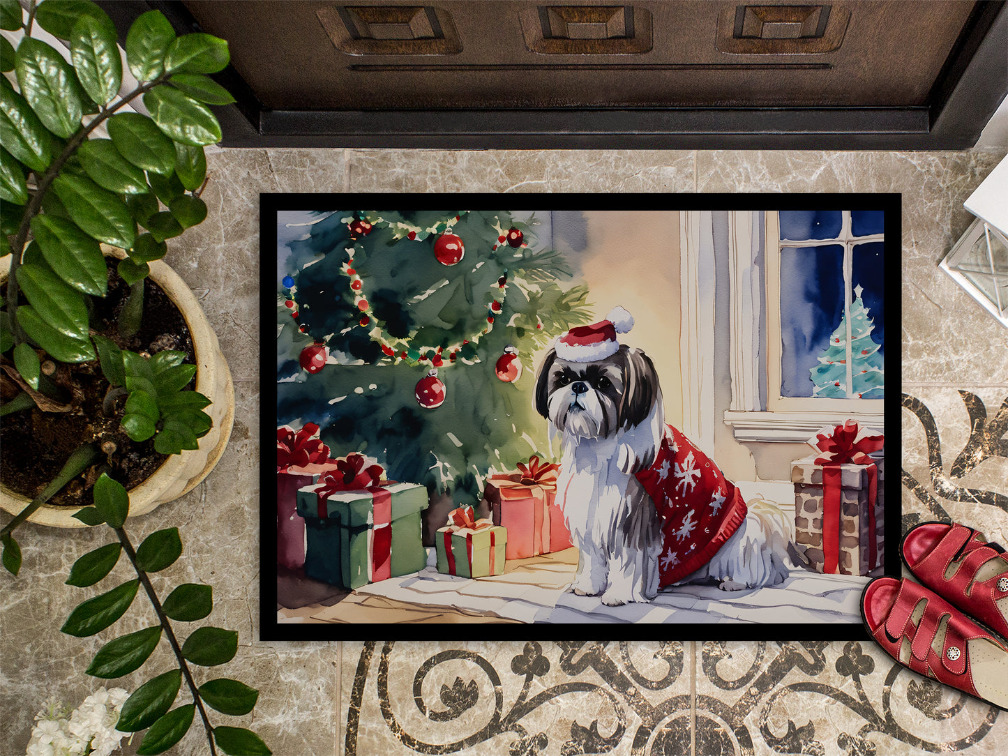 Shih Tzu Cozy Christmas Doormat