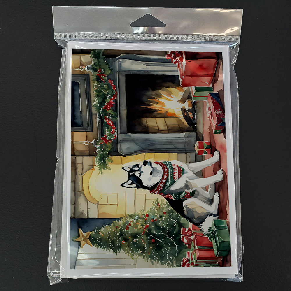 Siberian Husky Cozy Christmas Greeting Cards Pack of 8