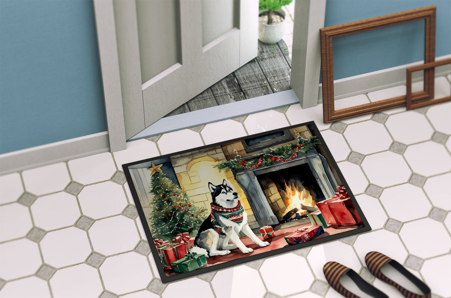 Siberian Husky Cozy Christmas Doormat