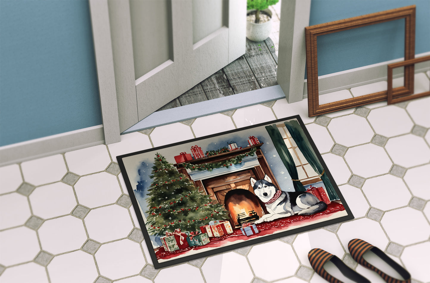 Siberian Husky Cozy Christmas Doormat