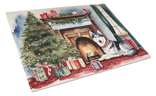 Buy this Siberian Husky Cozy Christmas Glass Cutting Board