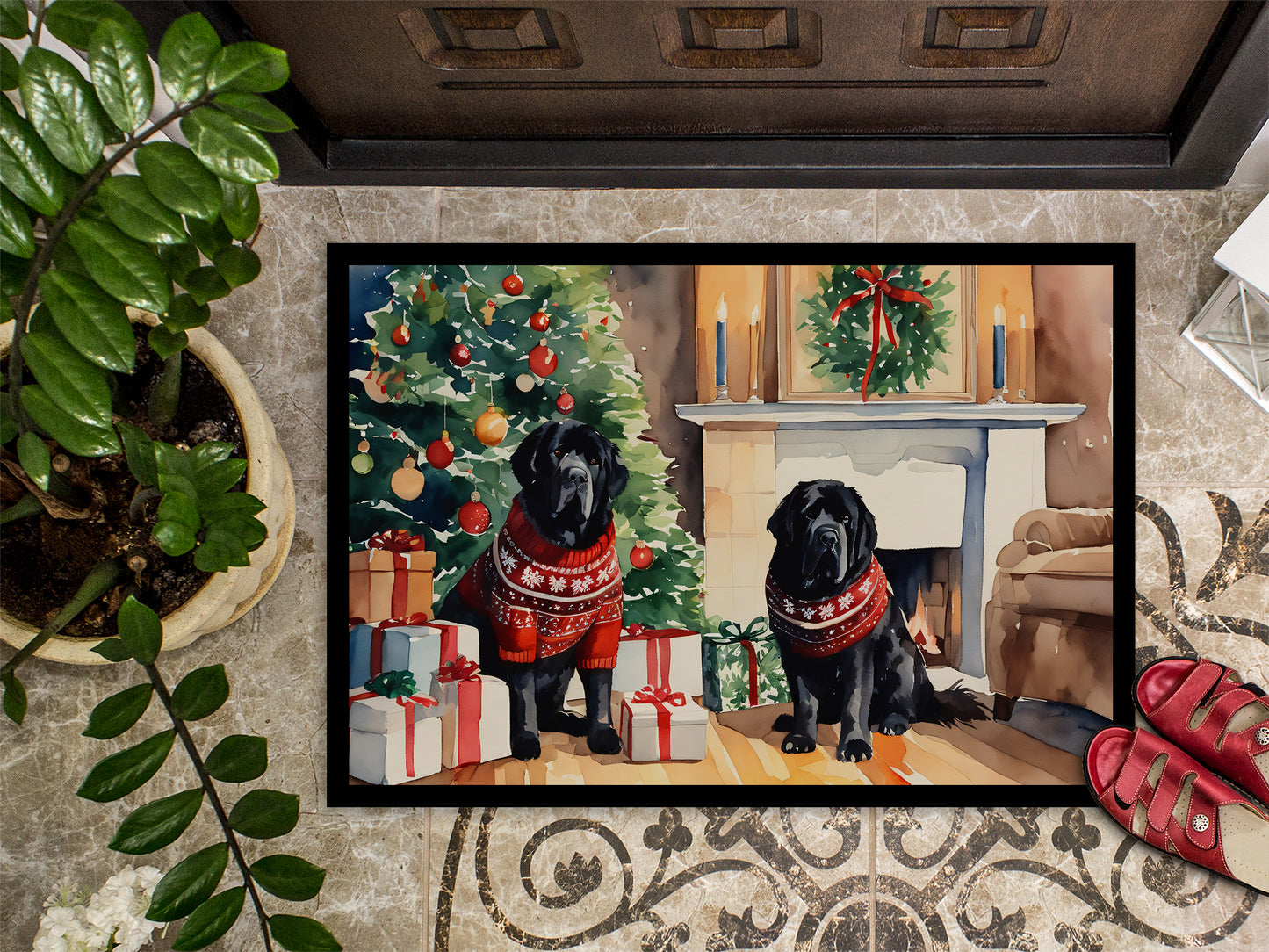 Tibetan Mastiff Cozy Christmas Doormat