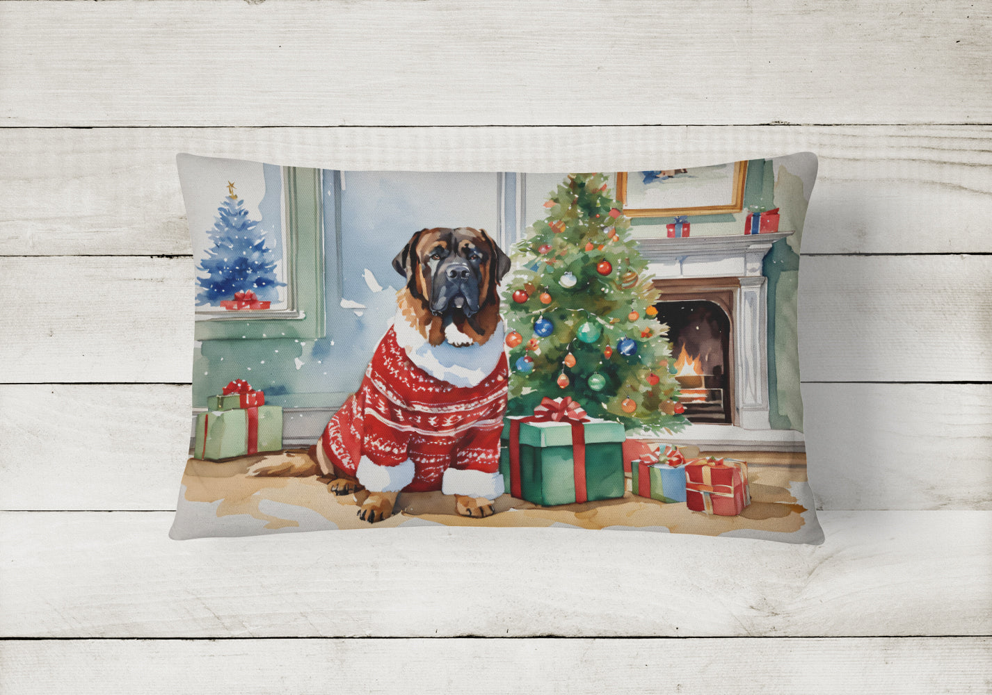 Tibetan Mastiff Cozy Christmas Throw Pillow