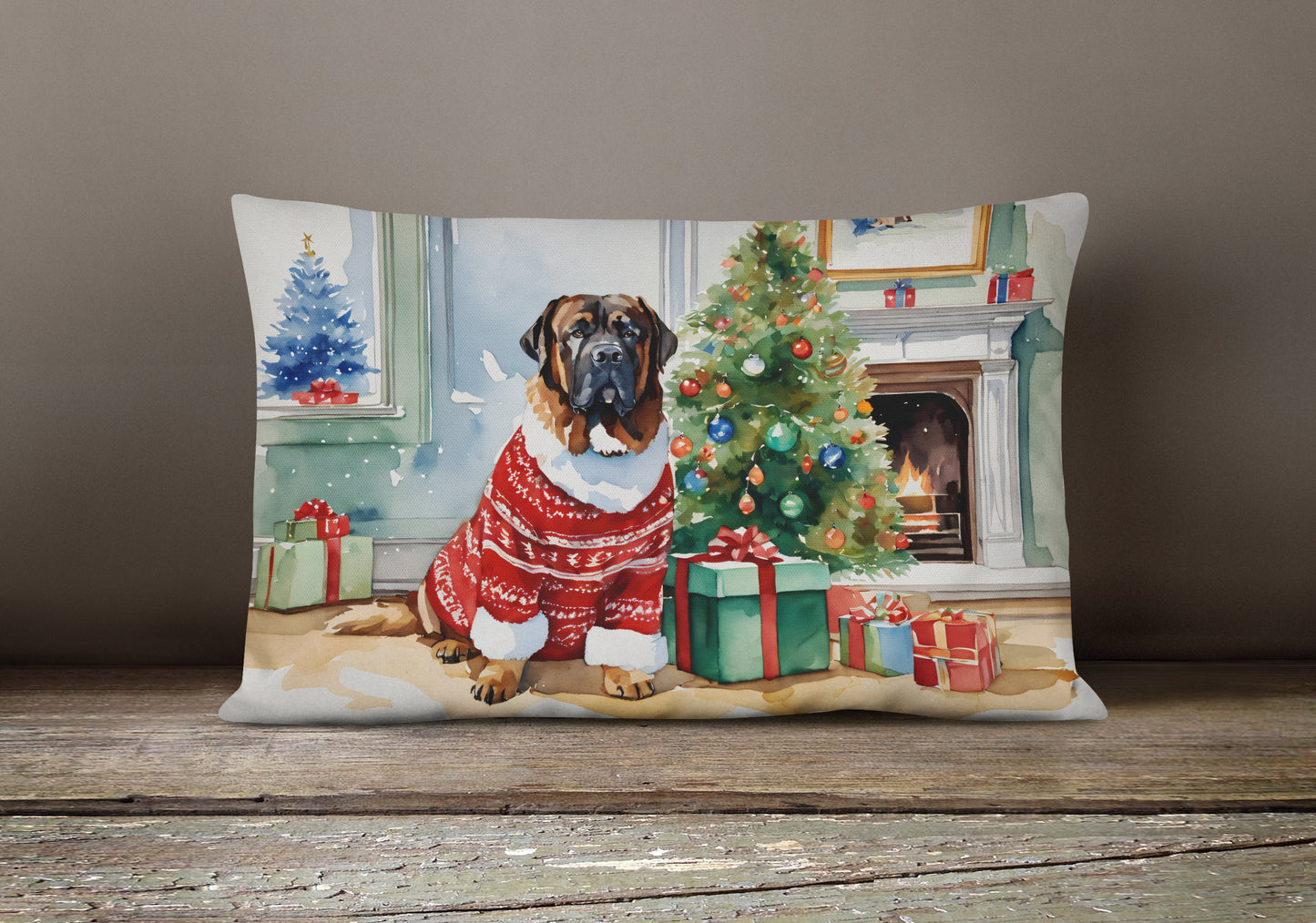 Tibetan Mastiff Cozy Christmas Throw Pillow