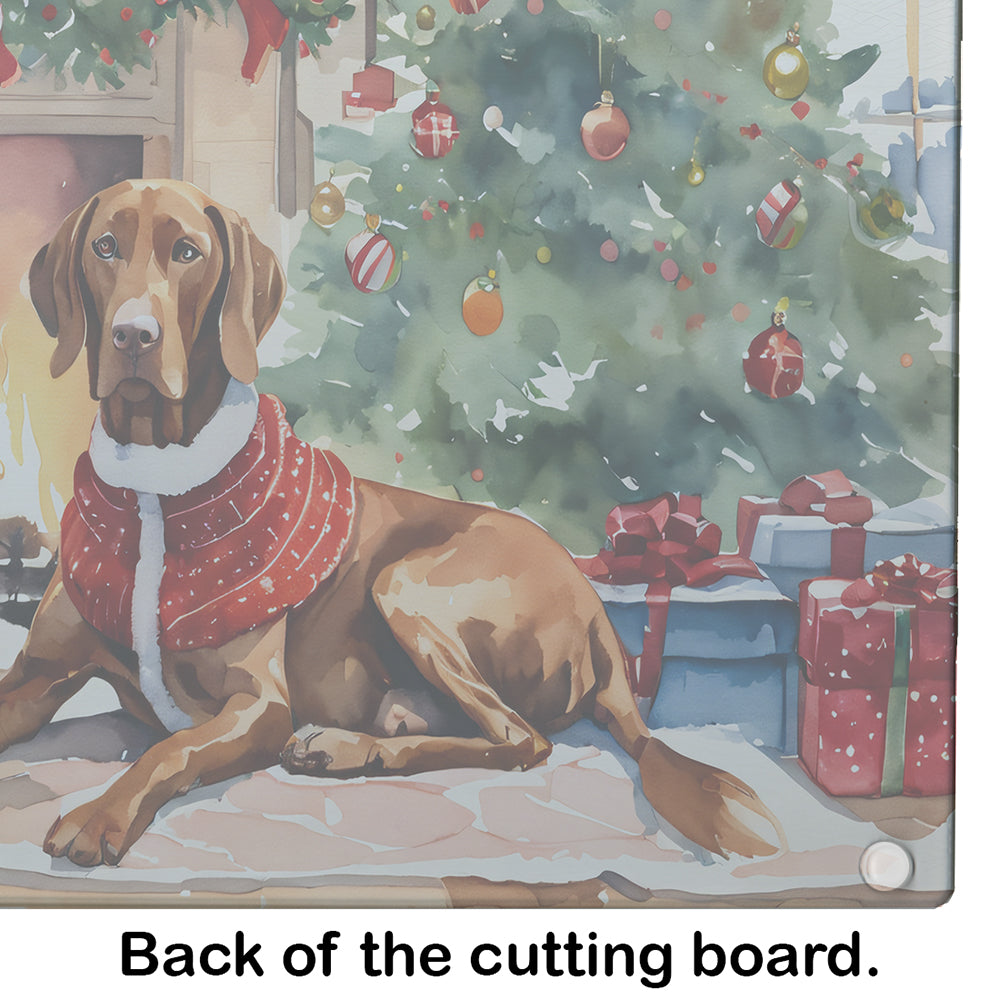 Vizsla Cozy Christmas Glass Cutting Board