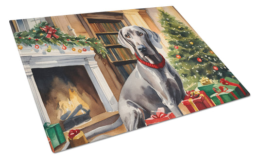 Buy this Weimaraner Cozy Christmas Glass Cutting Board