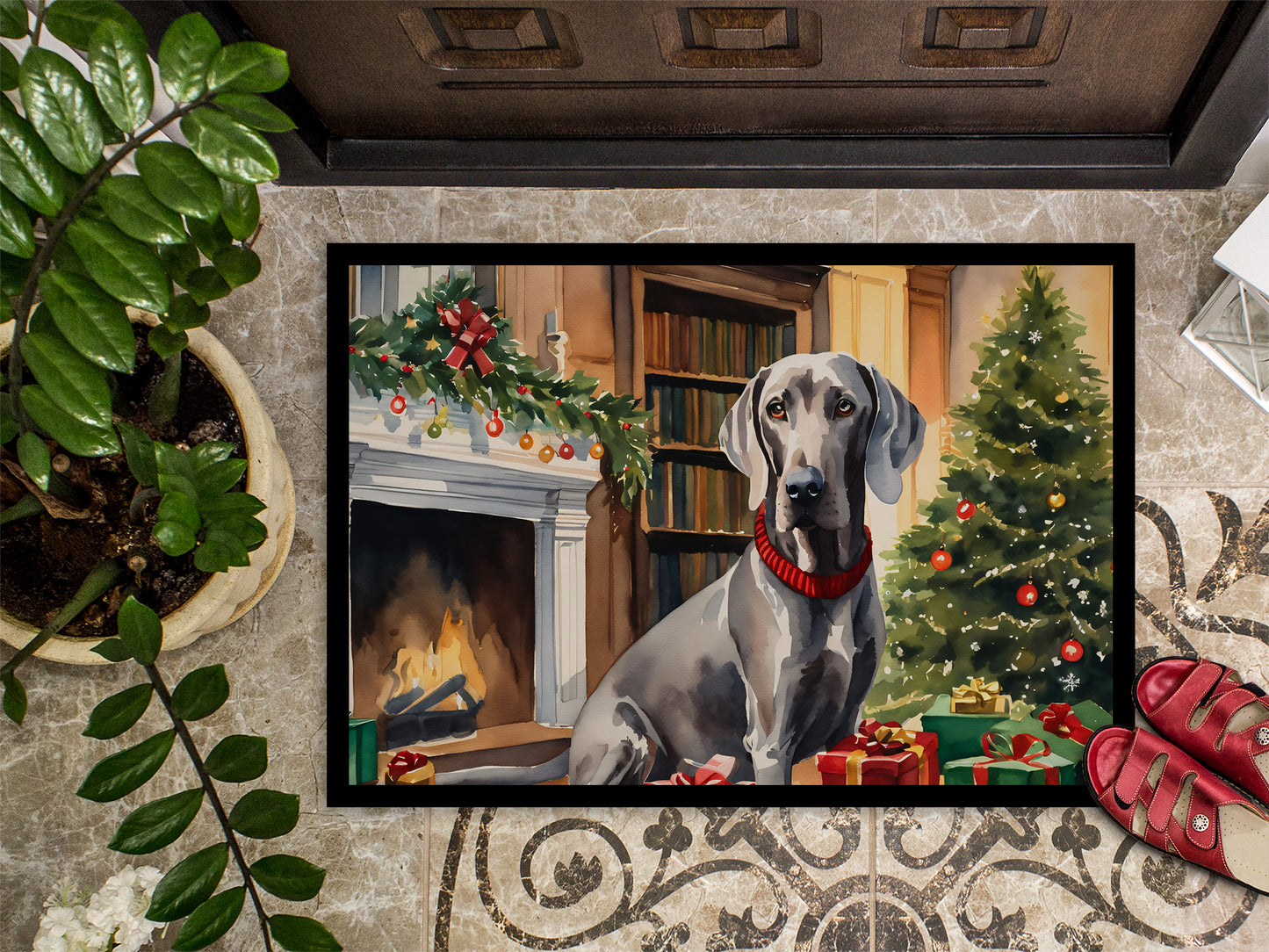 Weimaraner Cozy Christmas Doormat