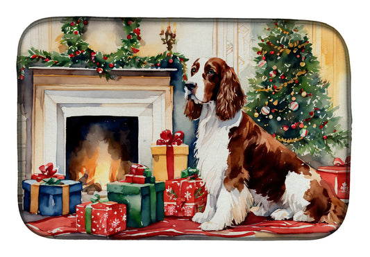 Buy this Welsh Springer Spaniel Cozy Christmas Dish Drying Mat