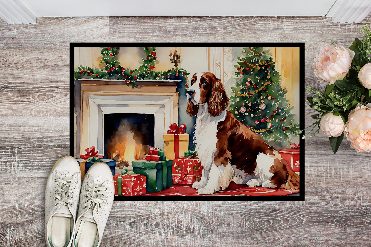 Welsh Springer Spaniel Cozy Christmas Doormat