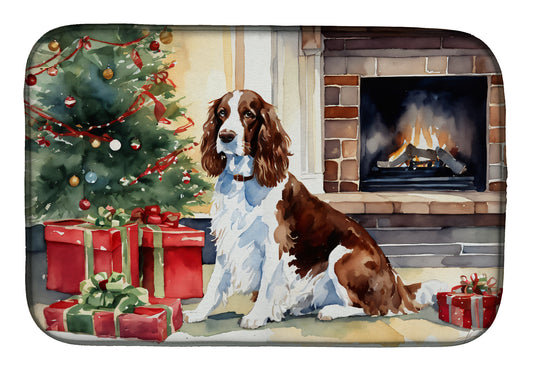 Buy this Welsh Springer Spaniel Cozy Christmas Dish Drying Mat