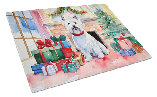 Buy this Westie Cozy Christmas Glass Cutting Board