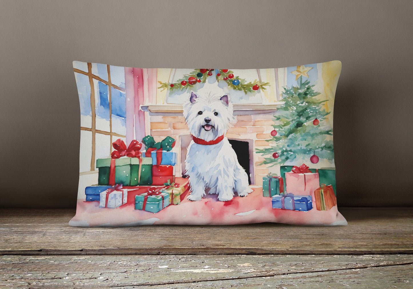 Westie Cozy Christmas Throw Pillow