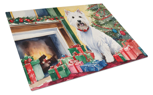 Buy this Westie Cozy Christmas Glass Cutting Board