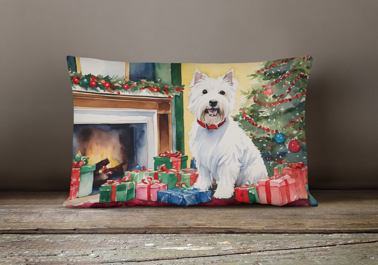 Westie Cozy Christmas Throw Pillow