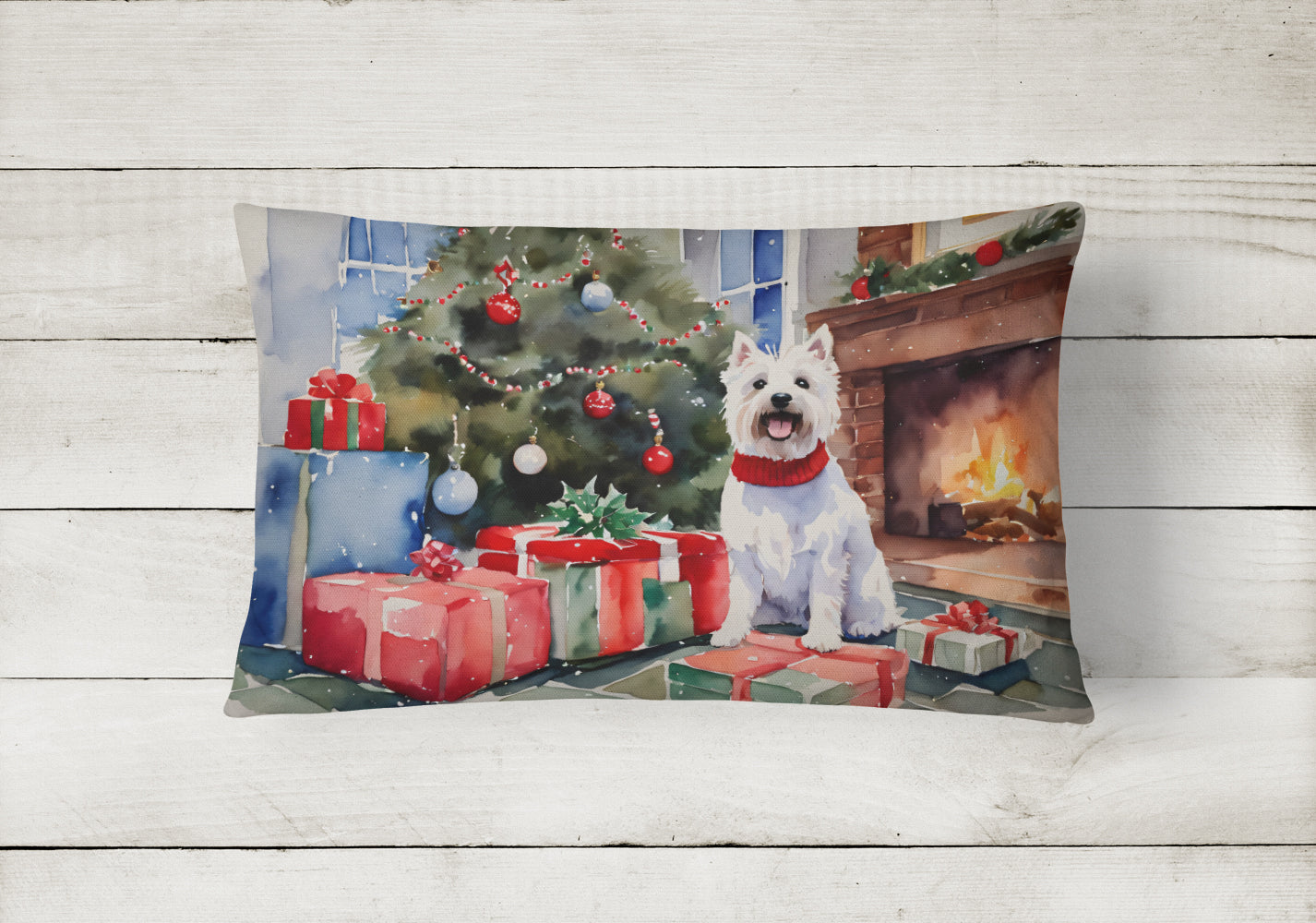 Westie Cozy Christmas Throw Pillow