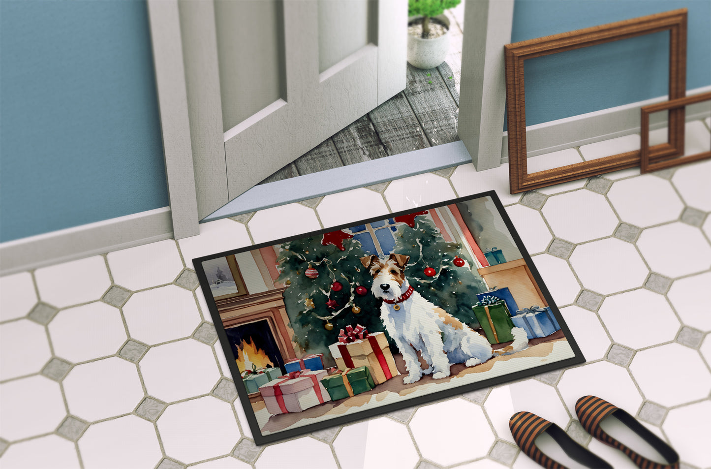 Fox Terrier Cozy Christmas Doormat