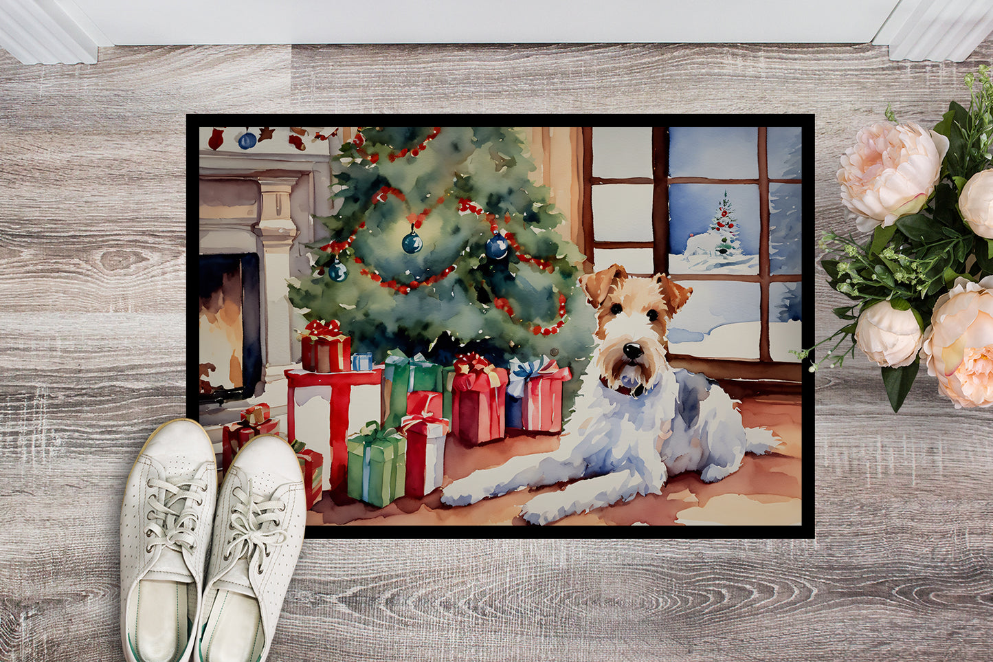 Fox Terrier Cozy Christmas Doormat