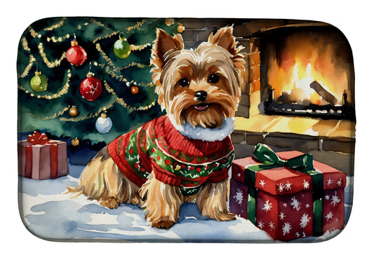 Buy this Yorkshire Terrier Cozy Christmas Dish Drying Mat