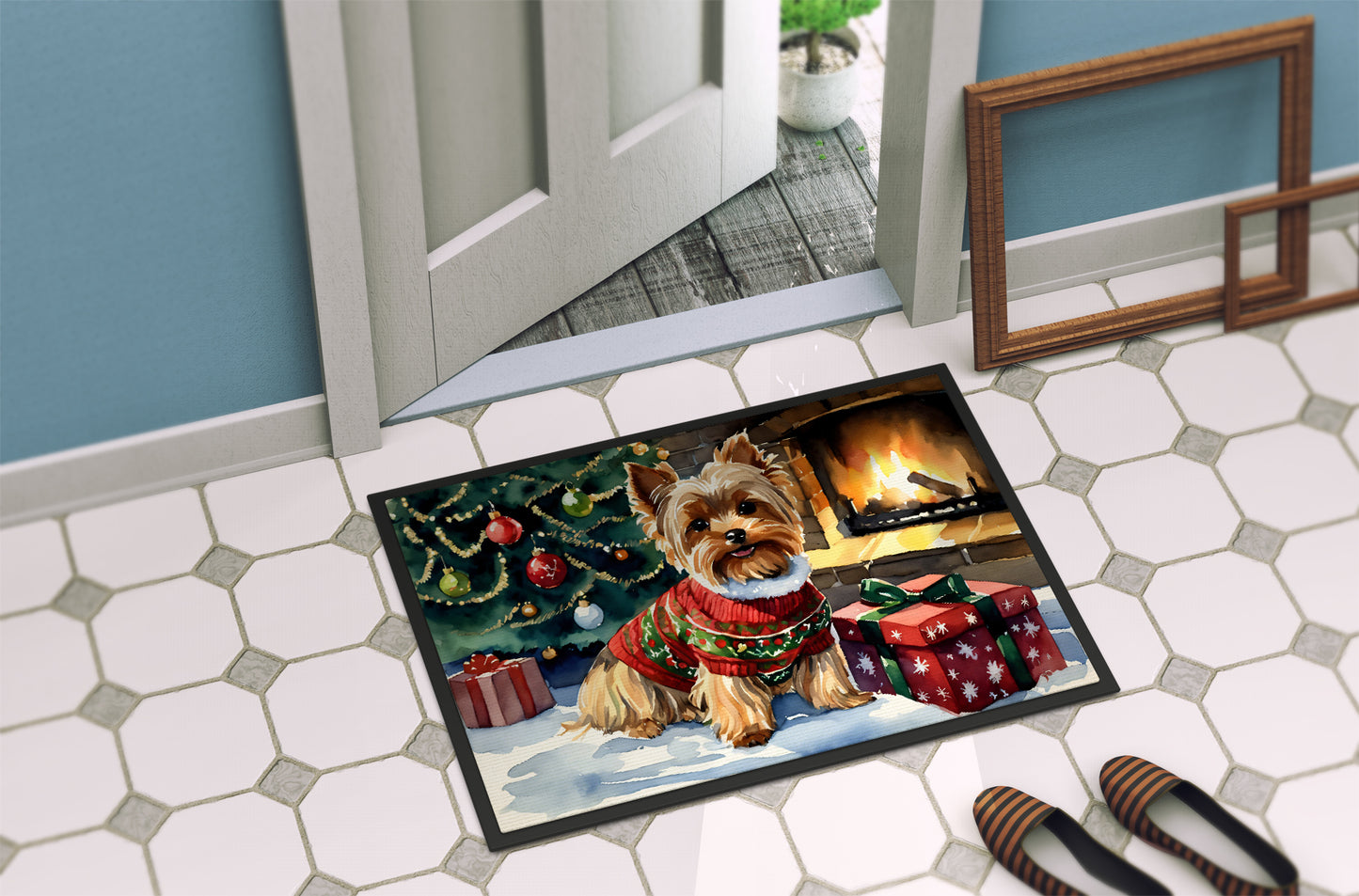 Yorkshire Terrier Cozy Christmas Doormat