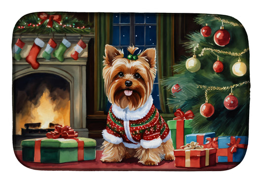 Buy this Yorkshire Terrier Cozy Christmas Dish Drying Mat