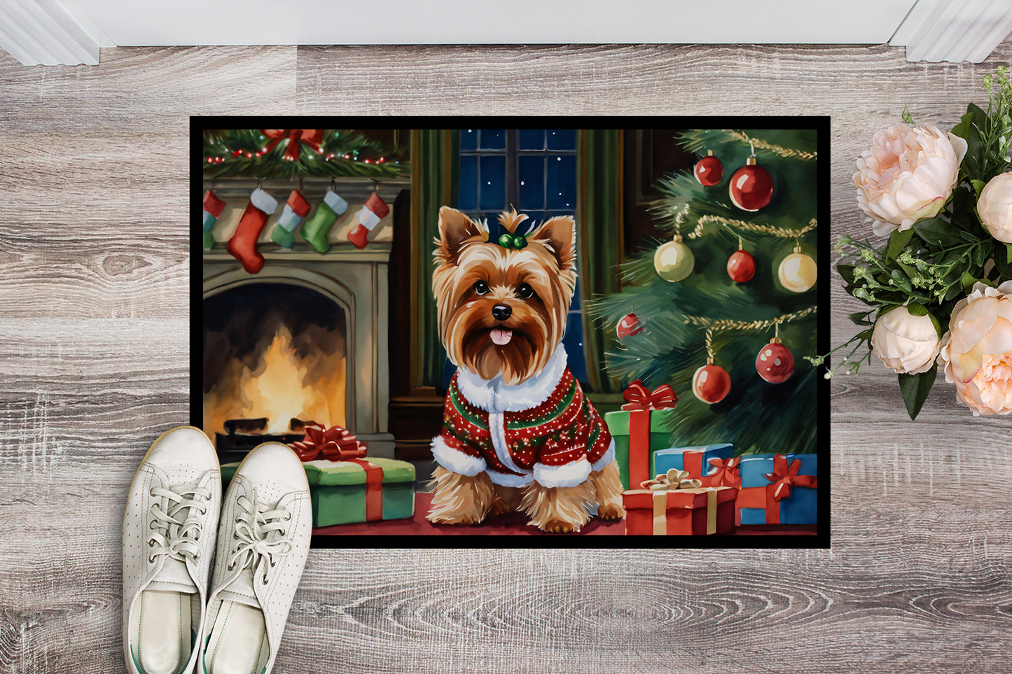 Yorkshire Terrier Cozy Christmas Doormat